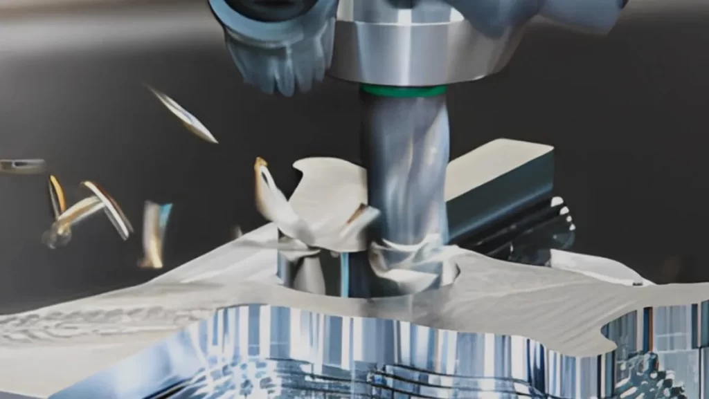 A close-up of a turning machine tool 