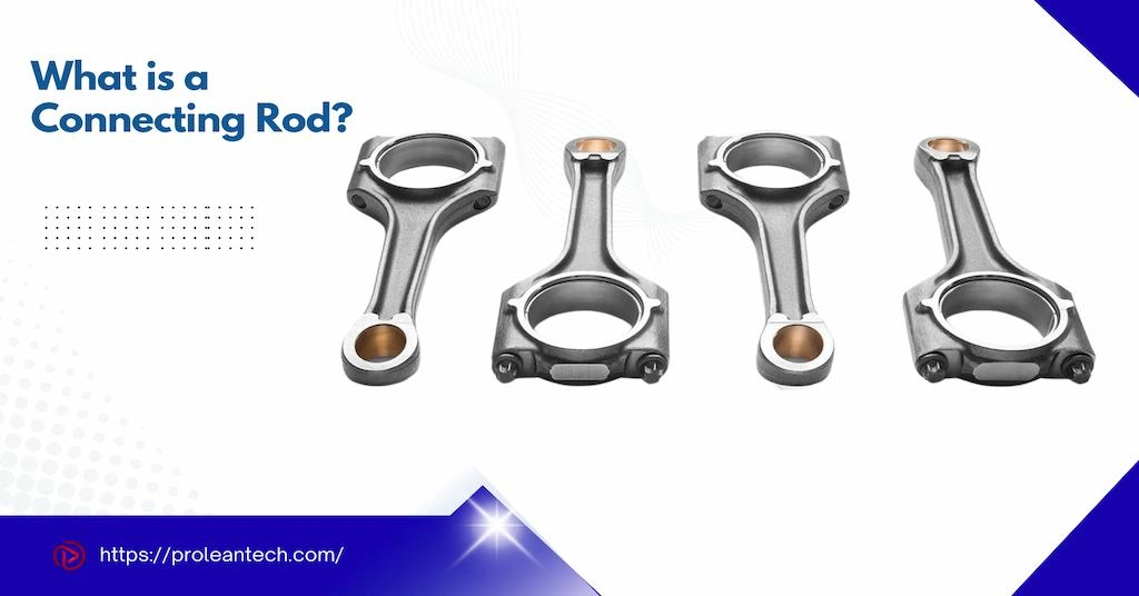 A feature image for the blog “What is a connecting rod?” with four pistons in the background.