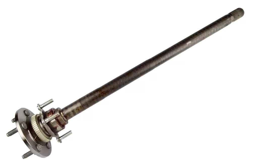 A rear axle shaft for a vehicle drivetrain