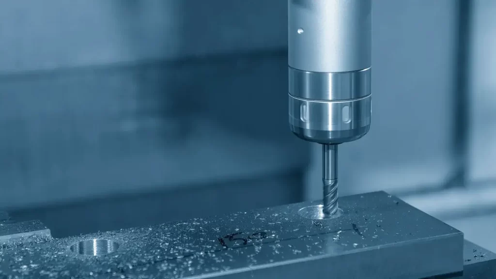 Diagram explaining the process and components of end milling.