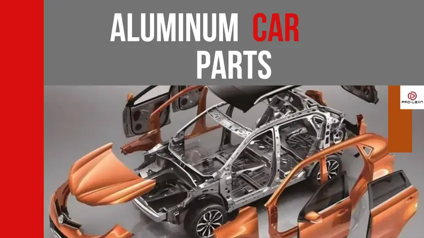 Cutaway view of a modern car showing an aluminum body frame structure and orange exterior panels with 