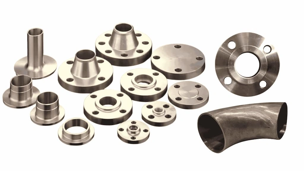 An image showing different copper nickel parts made with machining and metal forming. 
