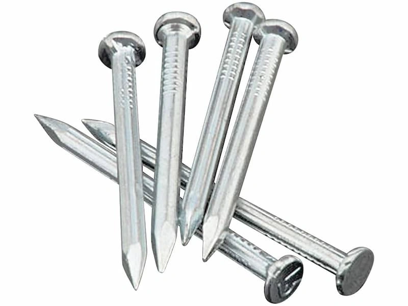 An image showing 6 nails made with steel alloy