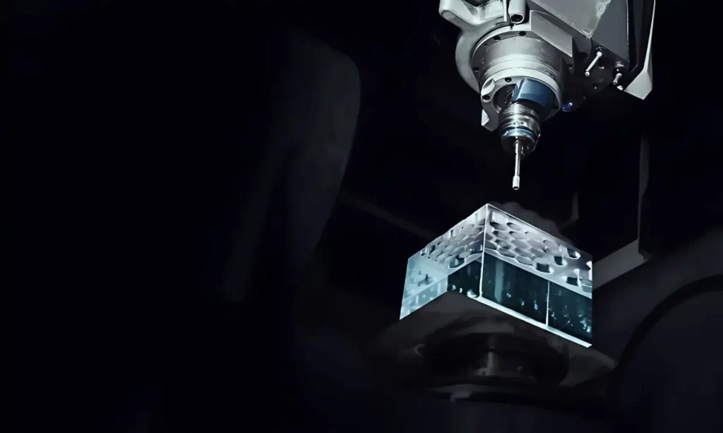 A Close up of Glass CNC Milling