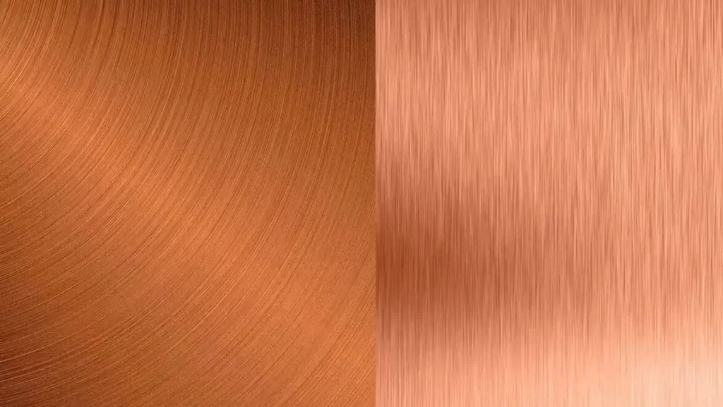 The two different colors of copper and bronze.