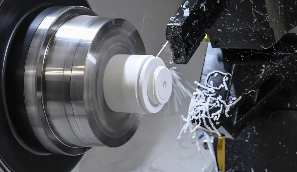 CNC turning for a white material, ABS plastic