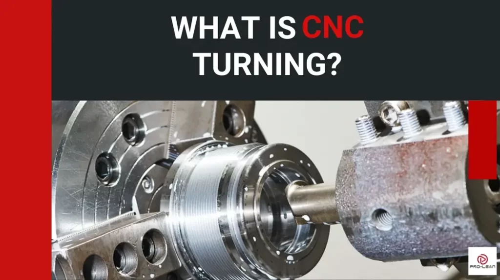 CNC lathe machine performing precision turning operation on a metal workpiece with a cutting tool and coolant 