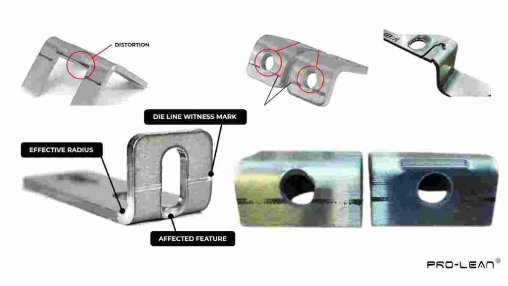 An image showing various defects on sheet metal flanges