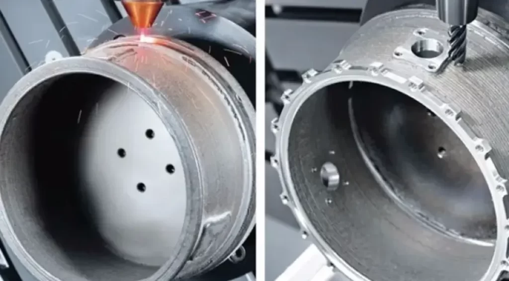 Hybrid manufacturing combining additive and subtractive machining processes