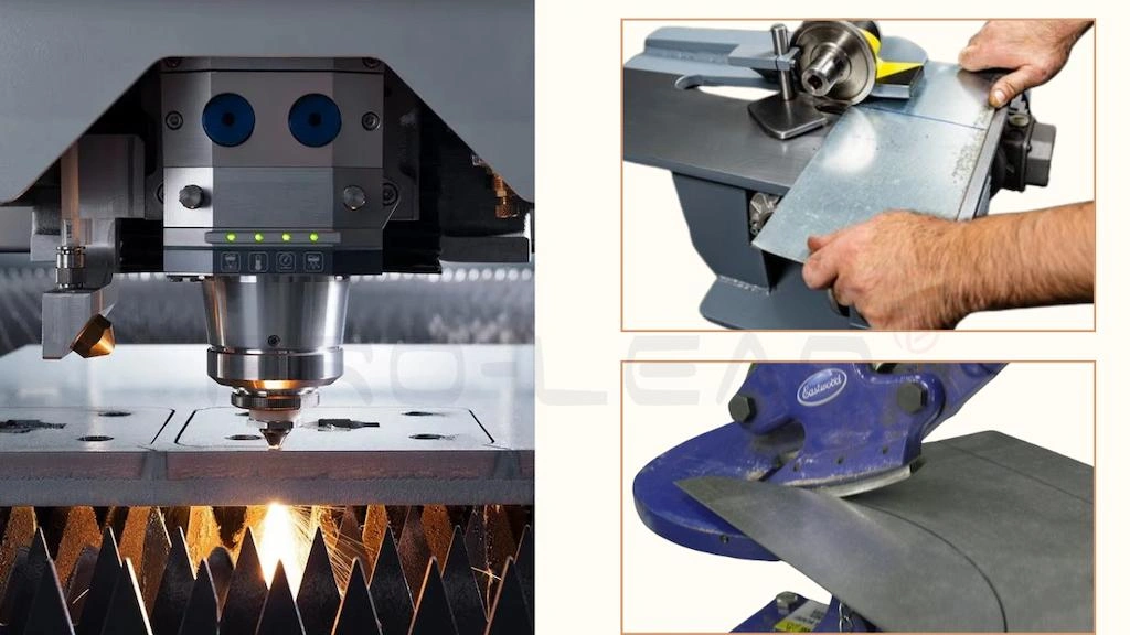 An image showing different types of steel sheet cutting processes