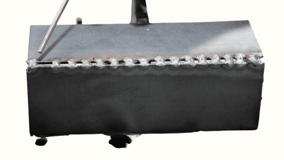 An image showing welding joints on a box-like steel structure