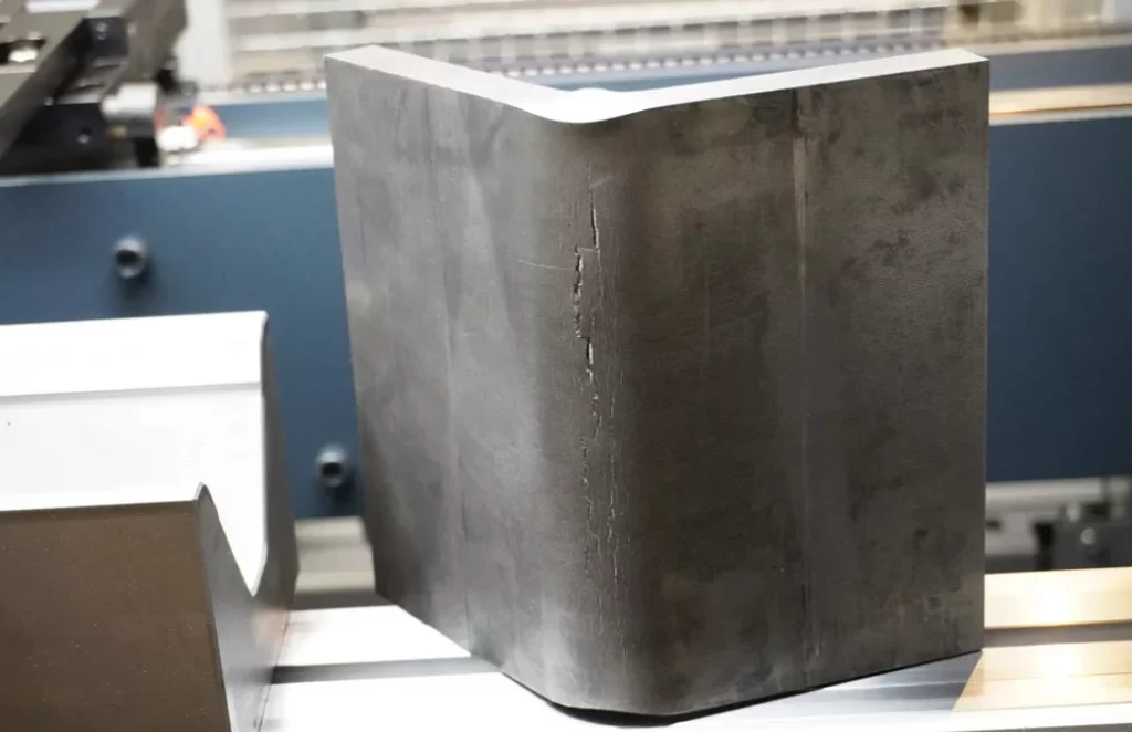 Cracked sheet metal bend due to insufficient bend radius