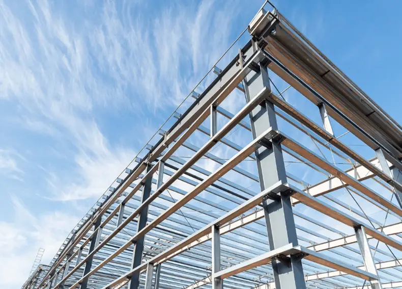 A custom structural steel framework for building construction