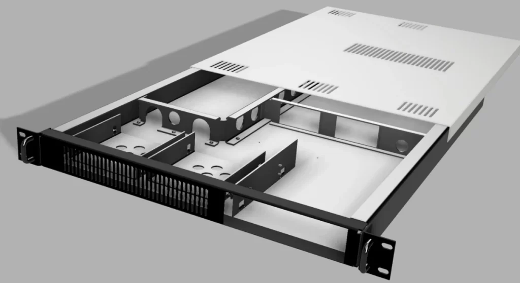 server sheet metal rack mount chassis frame with ventilation slots