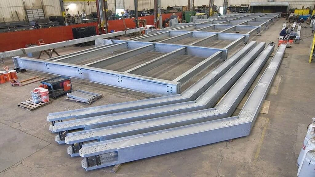 Coated steel beams made with heavy structural  fabrication 