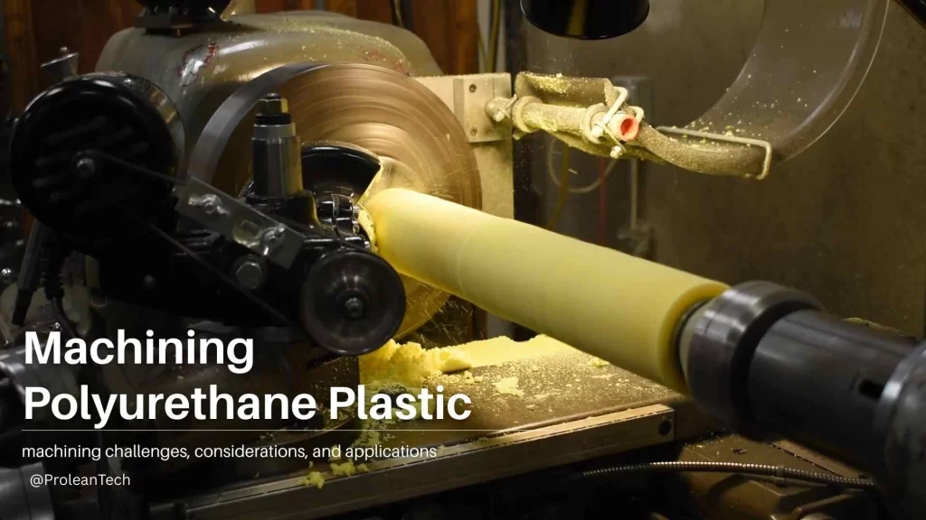 Blog’s feature image, showing a turning machining of a polyurethane rod and title text