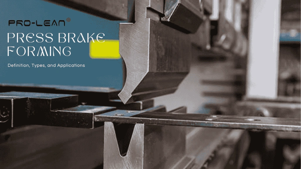 A close-up view of a punch about to strike a metal sheet placed over a bending die, and title text of the article.