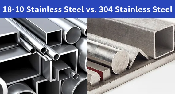 An image with stainless steel rods in the background with text “18-8 stainless vs 304stainless ” on the top
