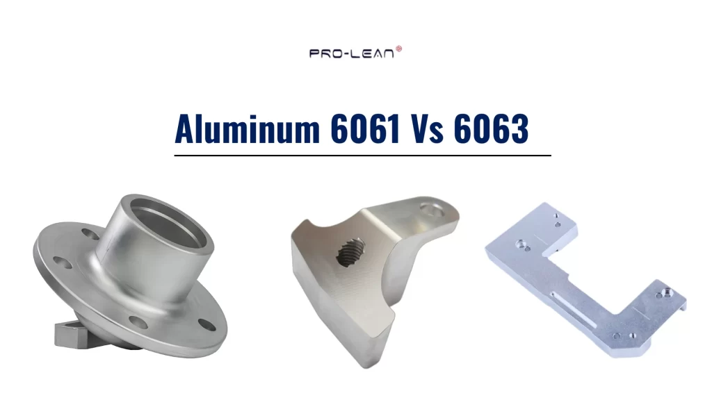 Feature image showing bold “Aluminum 6061 vs 6063” text alongside machined aluminum parts.