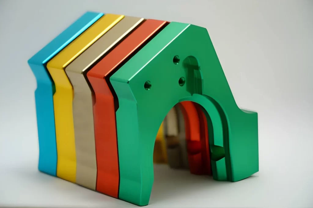 Lightweight aluminum parts with anodized finish.