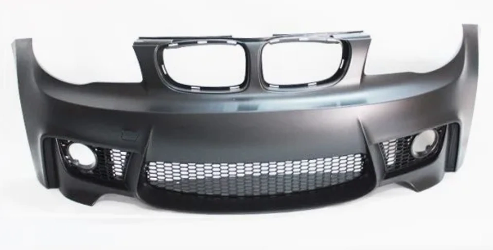 Polypropylene automotive front bumper against a white background