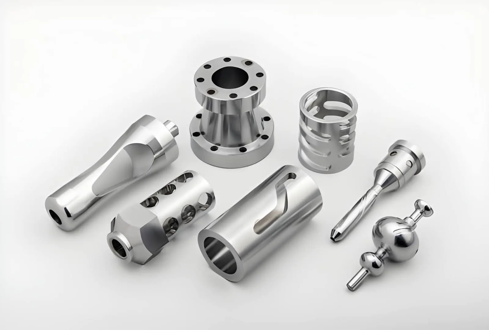Precision machined stainless steel parts with a clean matte surface after passivation