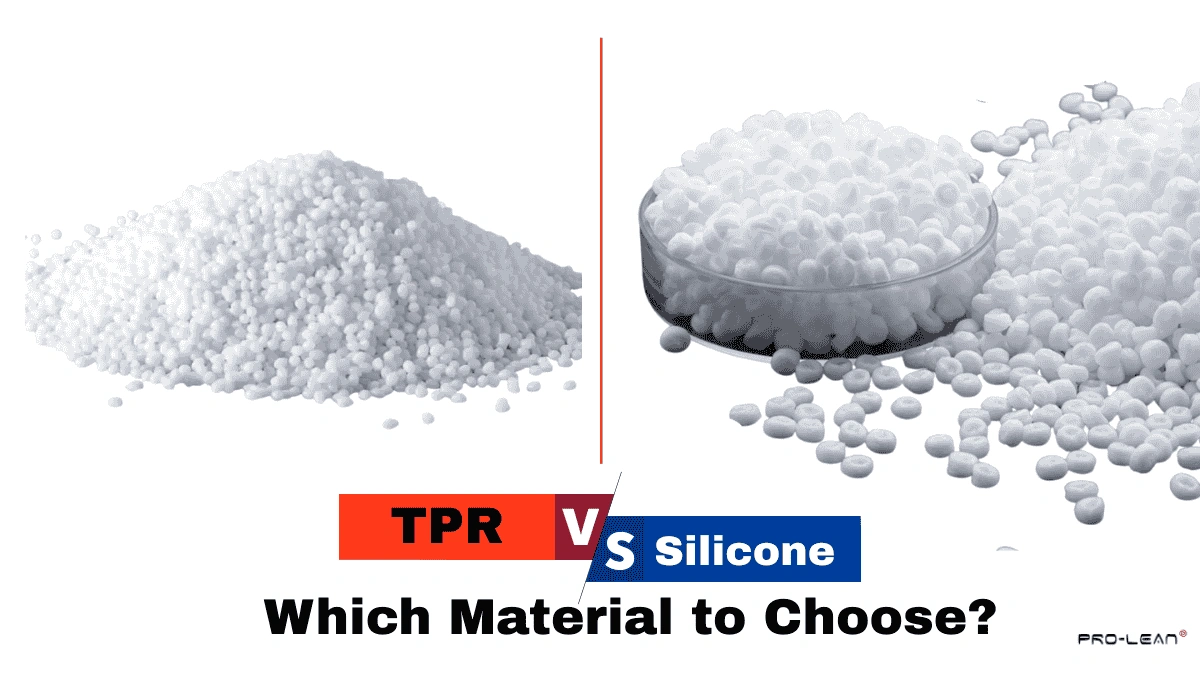 Blog’s feature image showing TPR vs Silicone raw material side-by-side