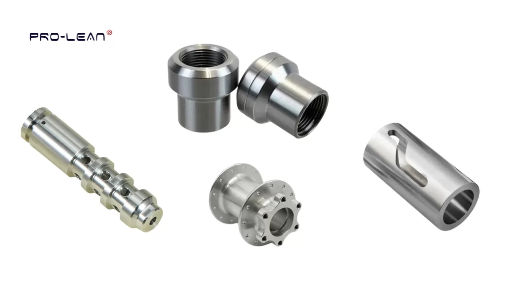 Custom-machined titanium parts produced using CNC machining.