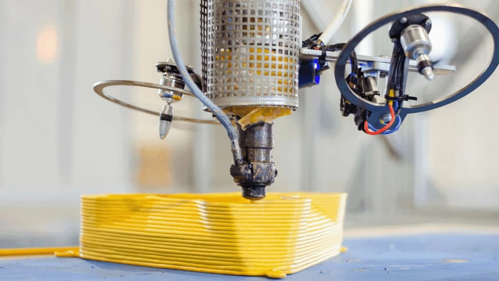 An illustration of the plastic 3D printing process