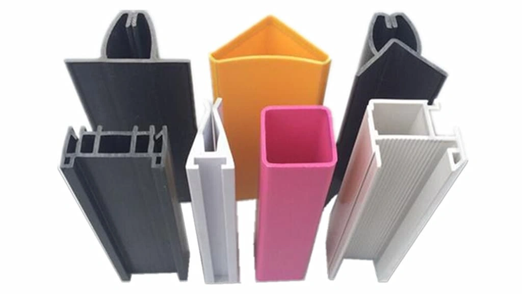Cross-section view of different extruded plastic profiles