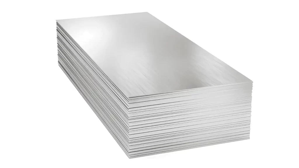 Stock of stacked Aluminum Sheets.