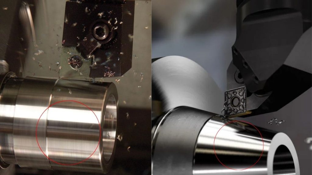 An image illustrating rough & smooth as-machined finishes of CNC turned parts