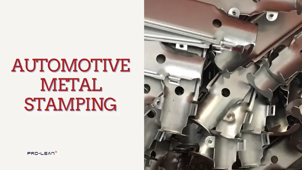A feature image showing a pile of stamped metal automotive parts with mounting holes alongside text