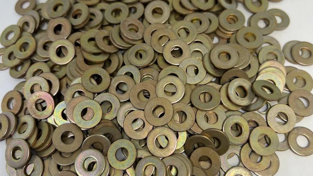 An image showing cadmium-plated washers 