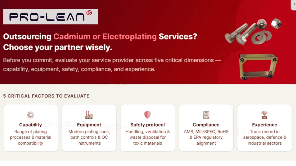 A text image about 5 critical factors to consider while choosing cadmium plating services 