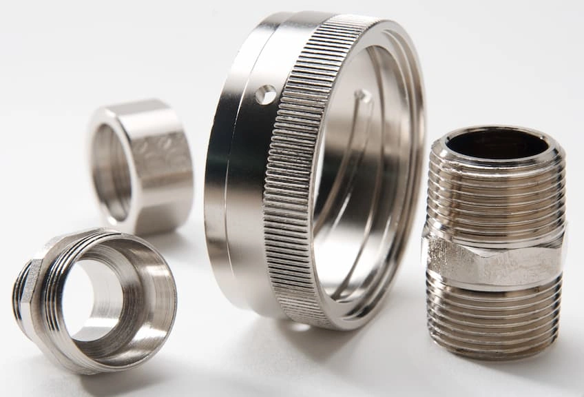 An illustration of nickel plating for corrosion resistance on steel hardware