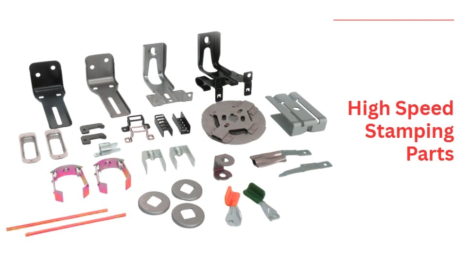 An image showing various sheet metal parts fabricated with a high speed stamping process