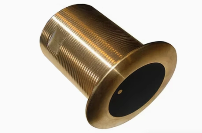 Deep-drawn car transducer housing with threaded exterior and flanged base