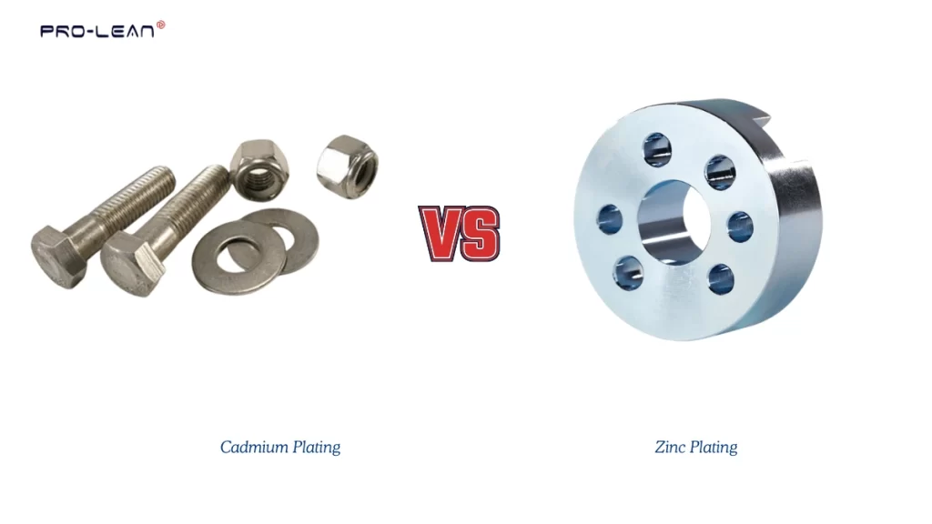 An image comparing cadmium vs zinc plating finish 