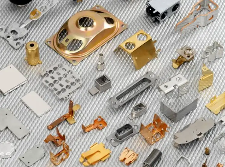 Assortment of precision-stamped metal components in various materials