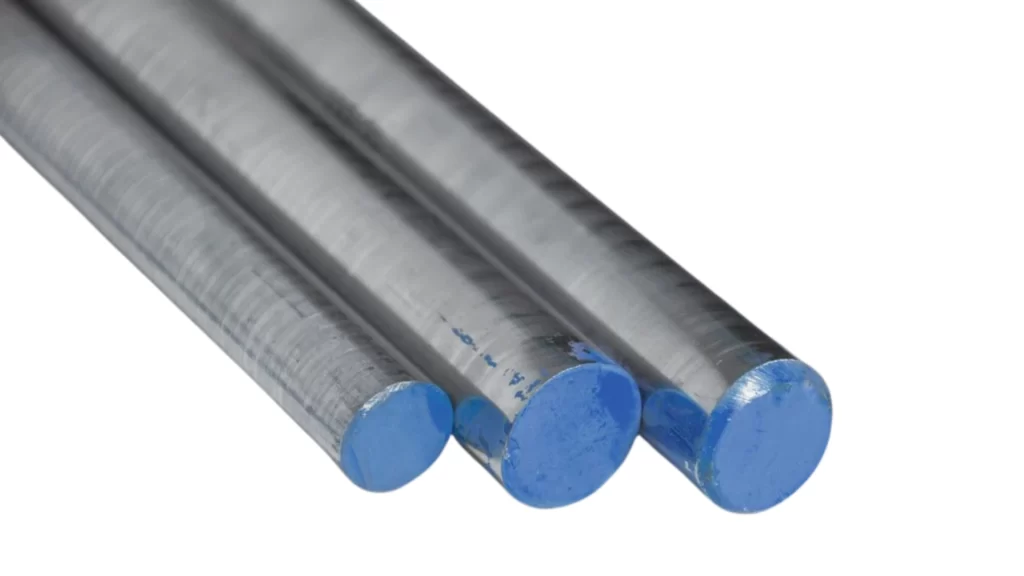 Close-up of D2 steel bars for machining.