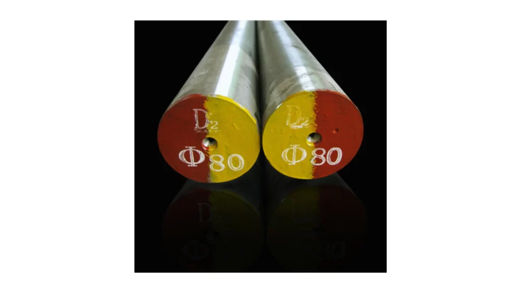 Simple view of a pair of D2 tool steel round rods.