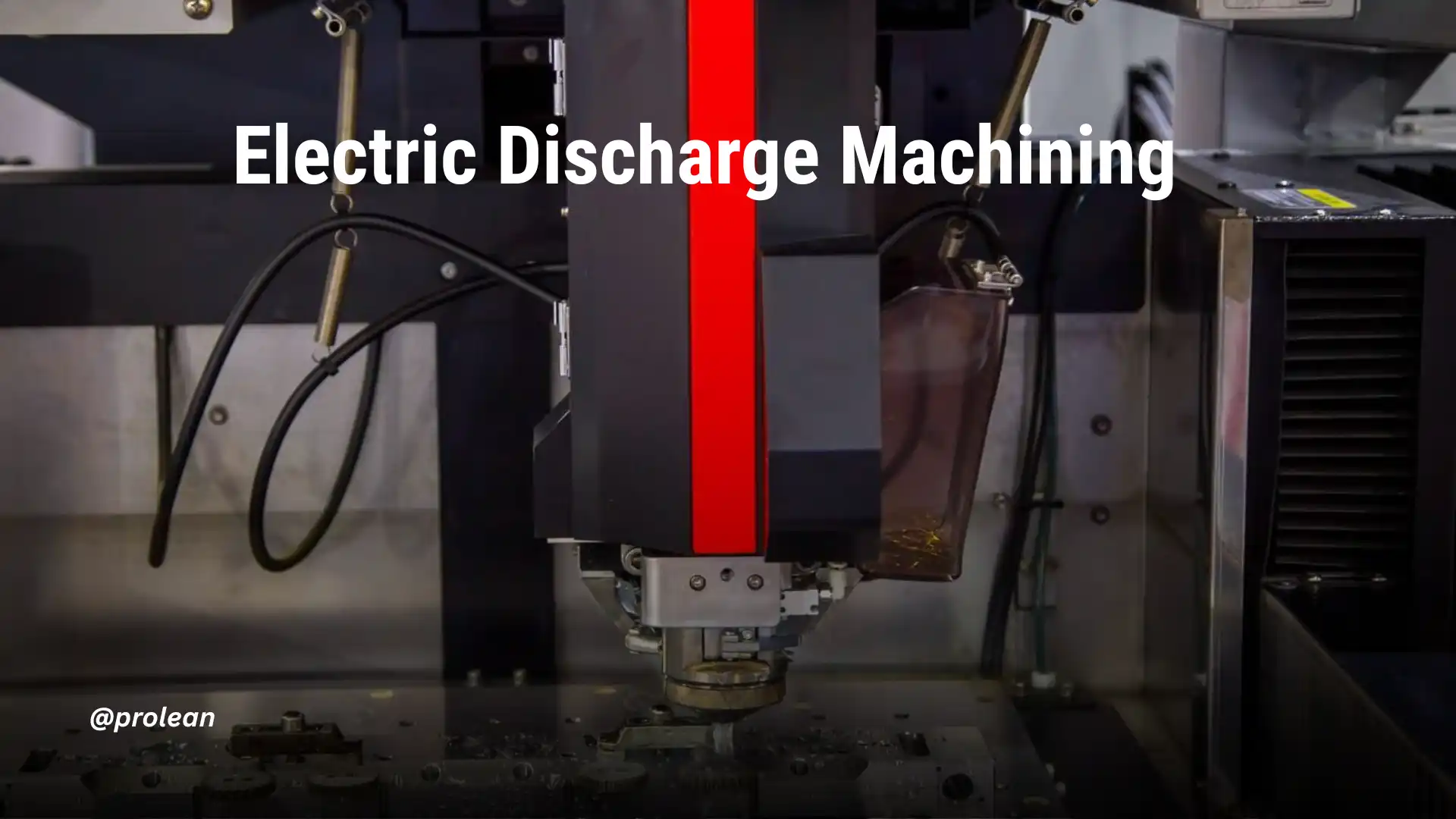 EDM machine cutting a small hole in the workpiece