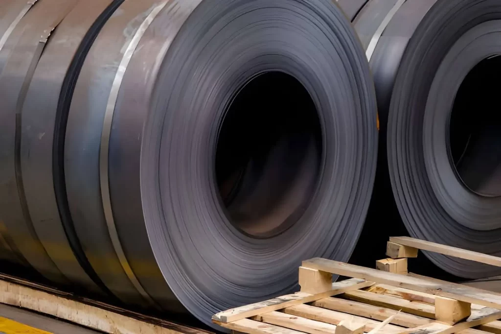 The image showing hot rolled steel roller with a rough surface finish.