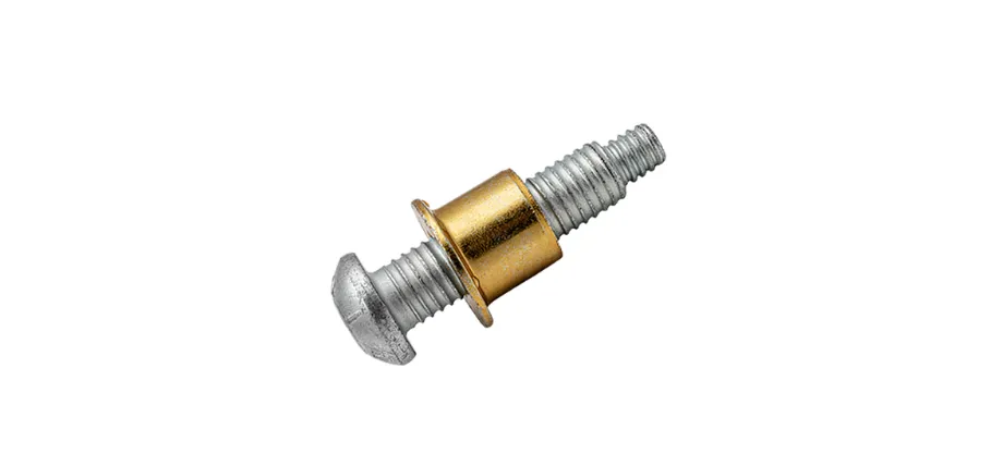 Huck-type structural lockbolt with domed head, brass collar
