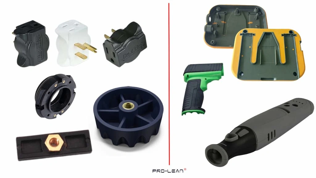 Insert and overmolding parts side by side