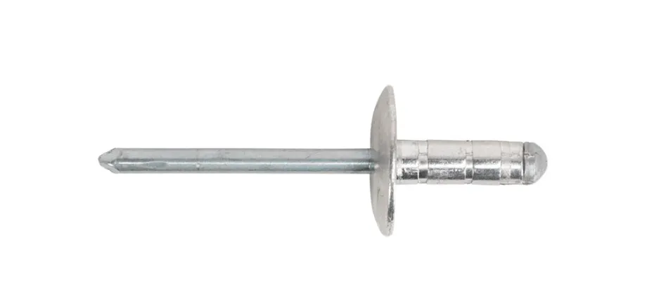 Multi-grip blind rivet with large flange head and segmented body