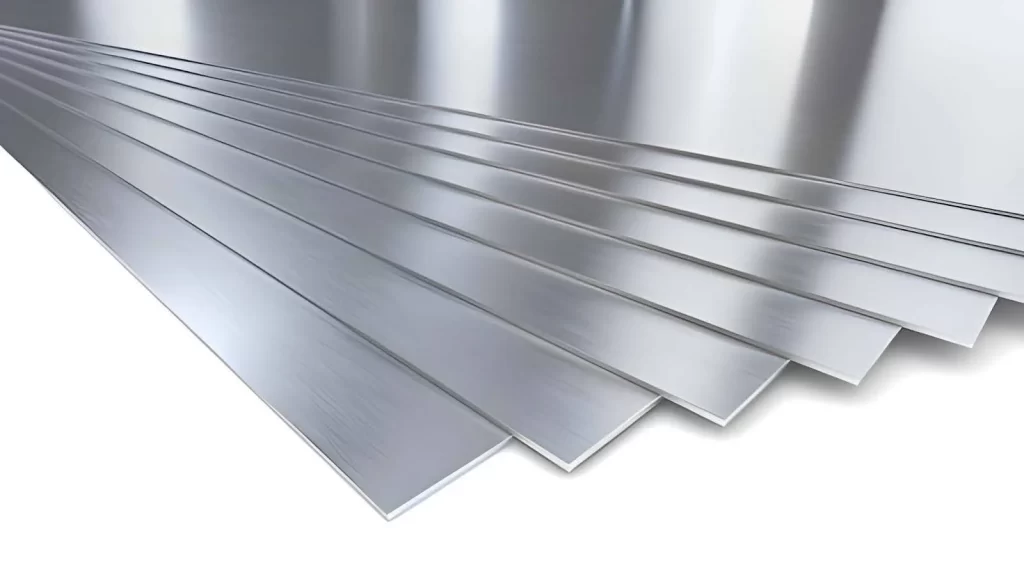 Stainless steel plates placed together, showing clean edges and a smooth, shiny finish.