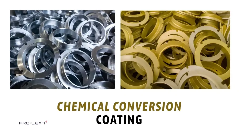Image showing metal parts before and after chemical conversion coating. It highlights the treated surfaces and their improved corrosion resistance and paint adhesion.