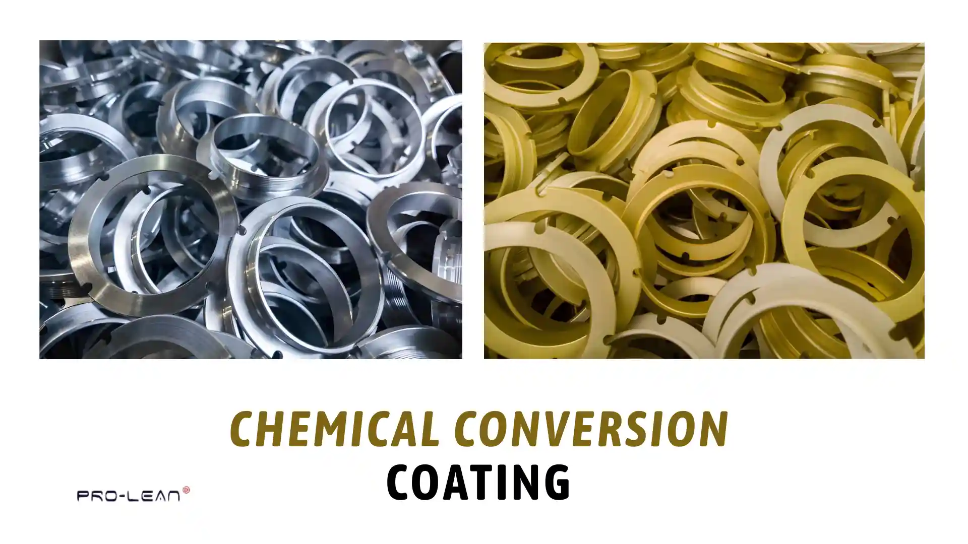 Image showing metal parts before and after chemical conversion coating. It highlights the treated surfaces and their improved corrosion resistance and paint adhesion.